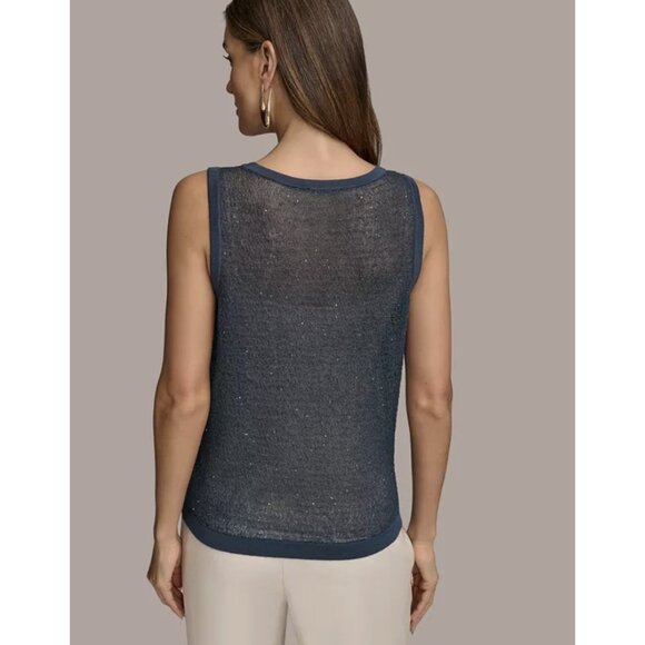 Donna Karan New York Sequin Embellished Tank Top Tide ( L ) - Picture 3 of 6